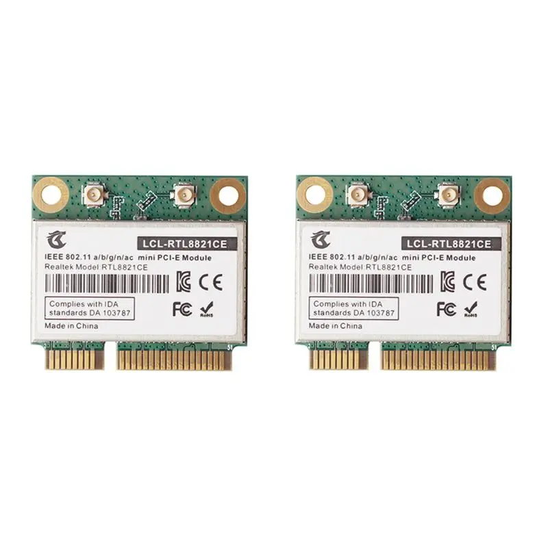 

2X RTL8821CE 802.11AC для Bluetooth 4.2, 433 Мбит/с, 2,4 ГГц/5 ГГц, двухдиапазонная Wi-Fi-карта Mini Pcie RTL8821, поддержка ноутбуков/ПК