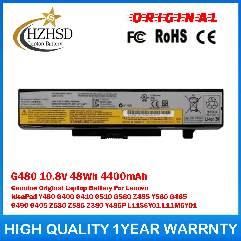 

G480 10.8V 48Wh 4400mAh Genuine Original Laptop Battery For Lenovo IdeaPadY480 G400 G410 G510 G580 Z485 Y580 G485 G490 G405 Z580