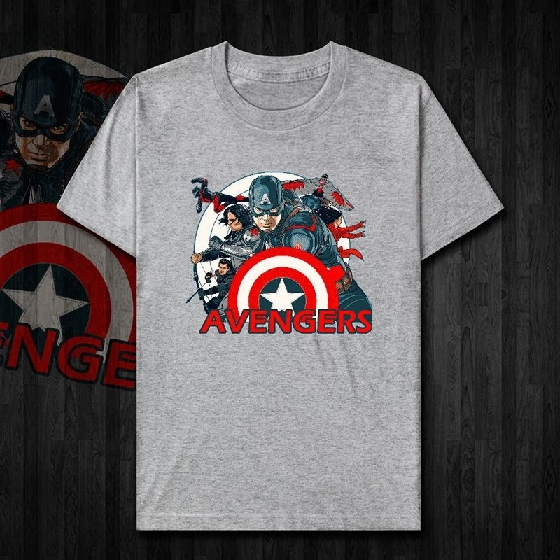 تي شيرت مطبوع بنمط كابتن أمريكا عالي الجودة معتمد من Marvel بأكمام قصيرة للرجال والنساء