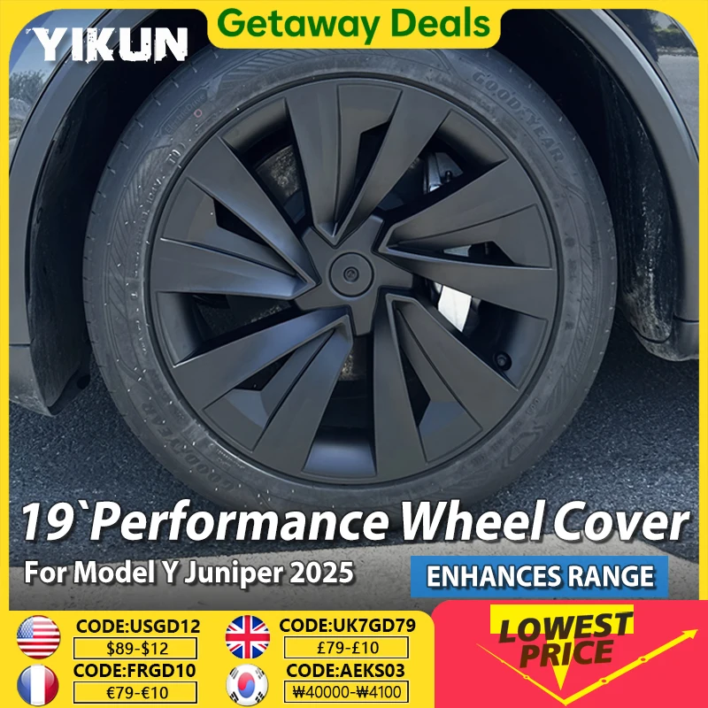 

4PCS Hub Caps for Tesla Model Y Juniper 19-Inch Wheel Cover Performance Replacement Automobile Hubcaps Full Rim Accessories 2025