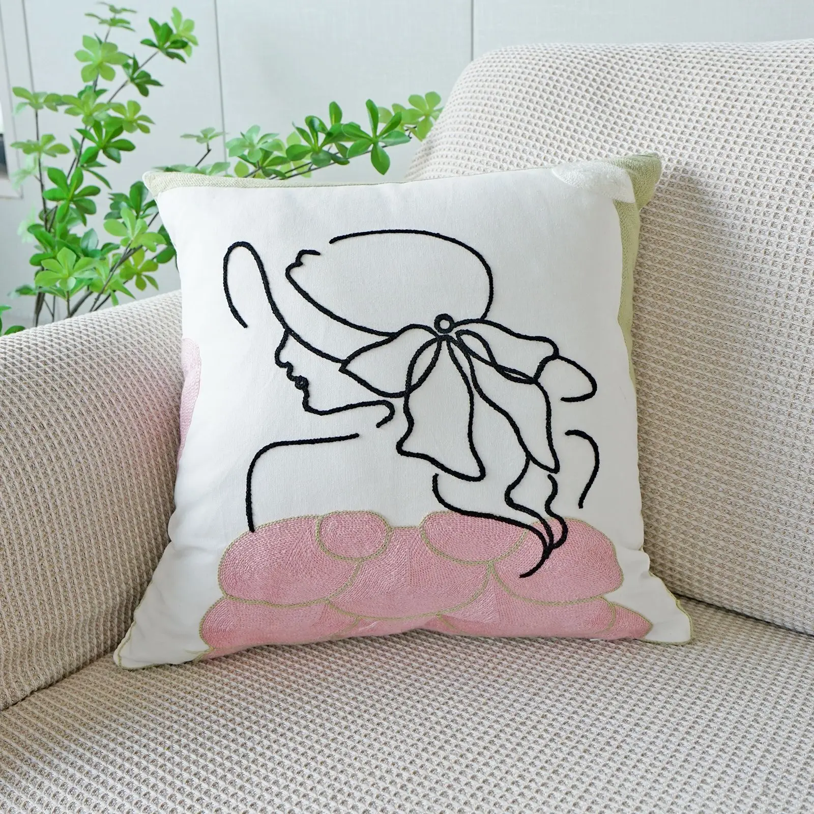 45c45/cm Rural Style Small and Fresh Throw Pillowcover Flower Embroidery Cushion Cover Abstract Beauty Decoration Pillowcase