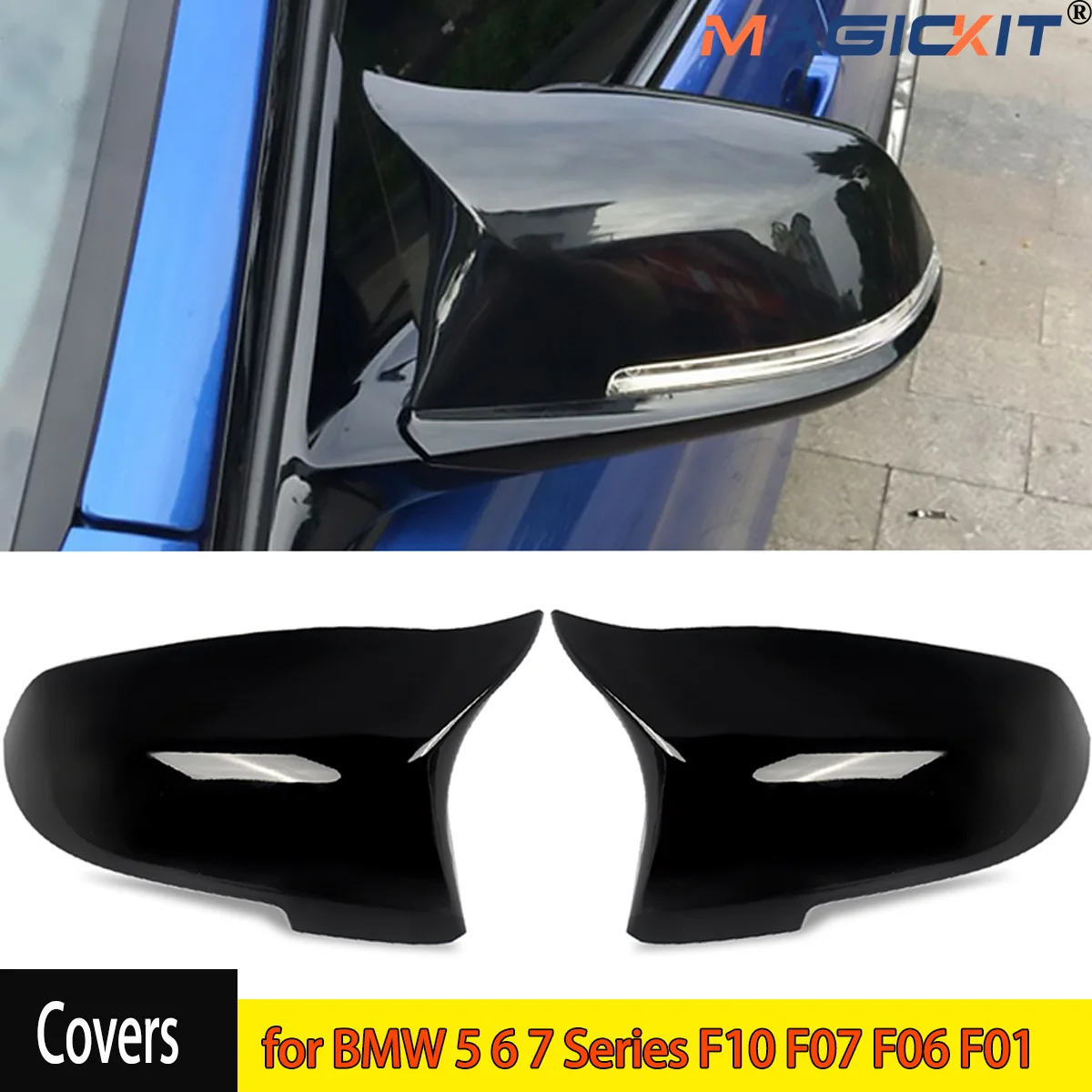 Gloss Black Rearview Side Mirror Cover Fits for BMW 5 6 7 Series F10 F07 F06 F01