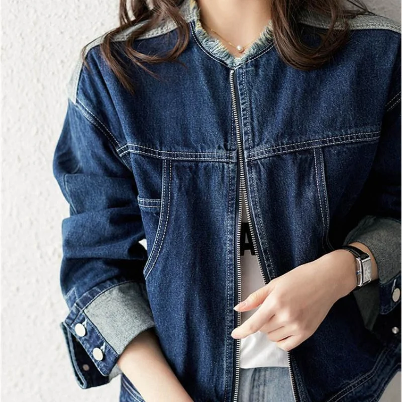 Fall Clothing Blue Womens Jean Jackets 2024 Autumn Coats Elegant Demi-season Woman Coat Spring Winter Denim Jacket High Quality