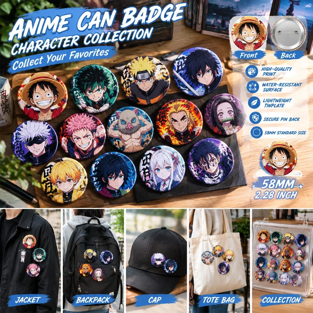 One Piece Anime Badge Brooch Pin Mirror Pendant Keychain Luffy Zoro Chopper Ace Robin Straw Hat Pirates C Style Collection