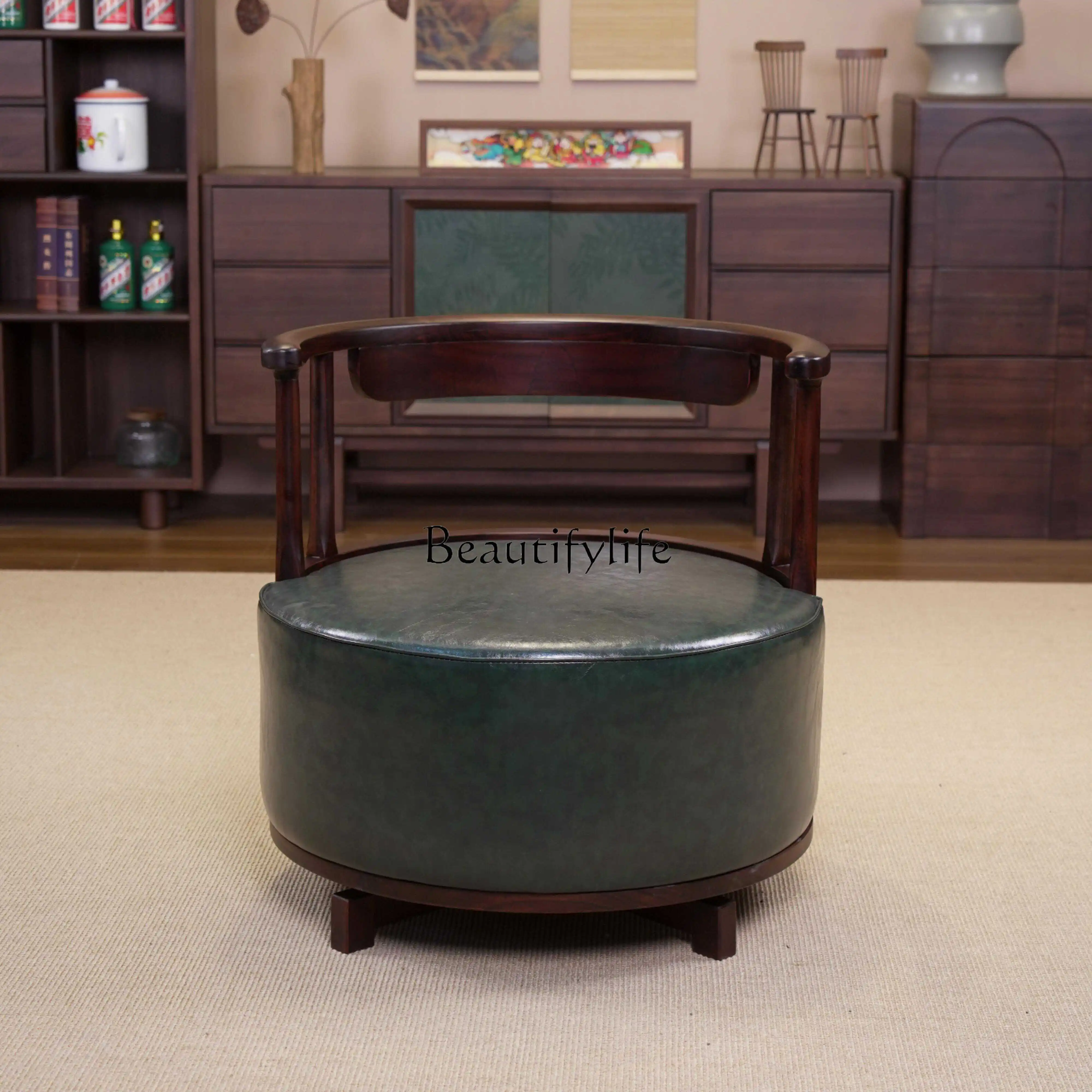 

All solid wood Ruyi revolving sofa hotel balcony living room bedroom study bed and breakfast sofa chair
