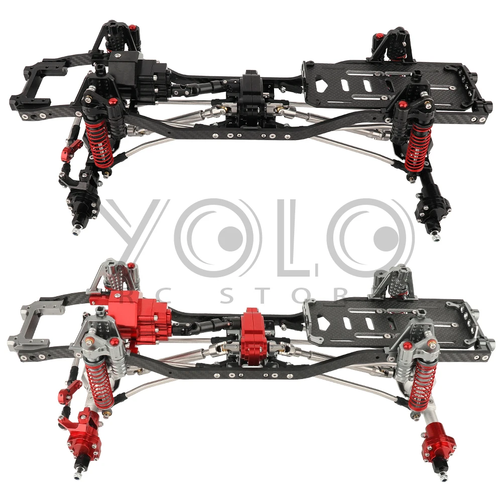 1/10 Scx10 Ii Koolstofvezel Chassis Rail Metalen Frame Rc Model Simulatie Klimmen Upgrade Auto Refit Kit Onderdelen Met Portale Assen