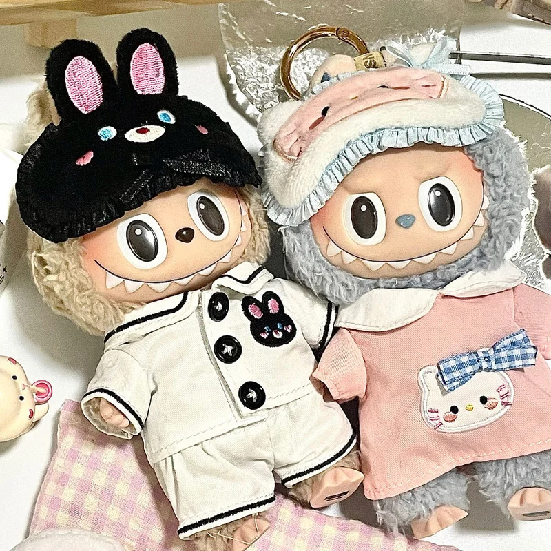 

17cm Doll Pajamas Clothes For Labubu V1 V2 V3 Universal Cute Mini Eye Masks Handmade Doll Accessories Dolls Replacement Costumes