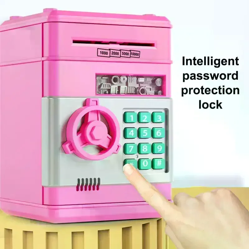 Electronic Piggy Bank Automatic Mini Safe Coins Cash Saving Money Box Password Counter Code Key Lock Coin Bank ATM Child Gift