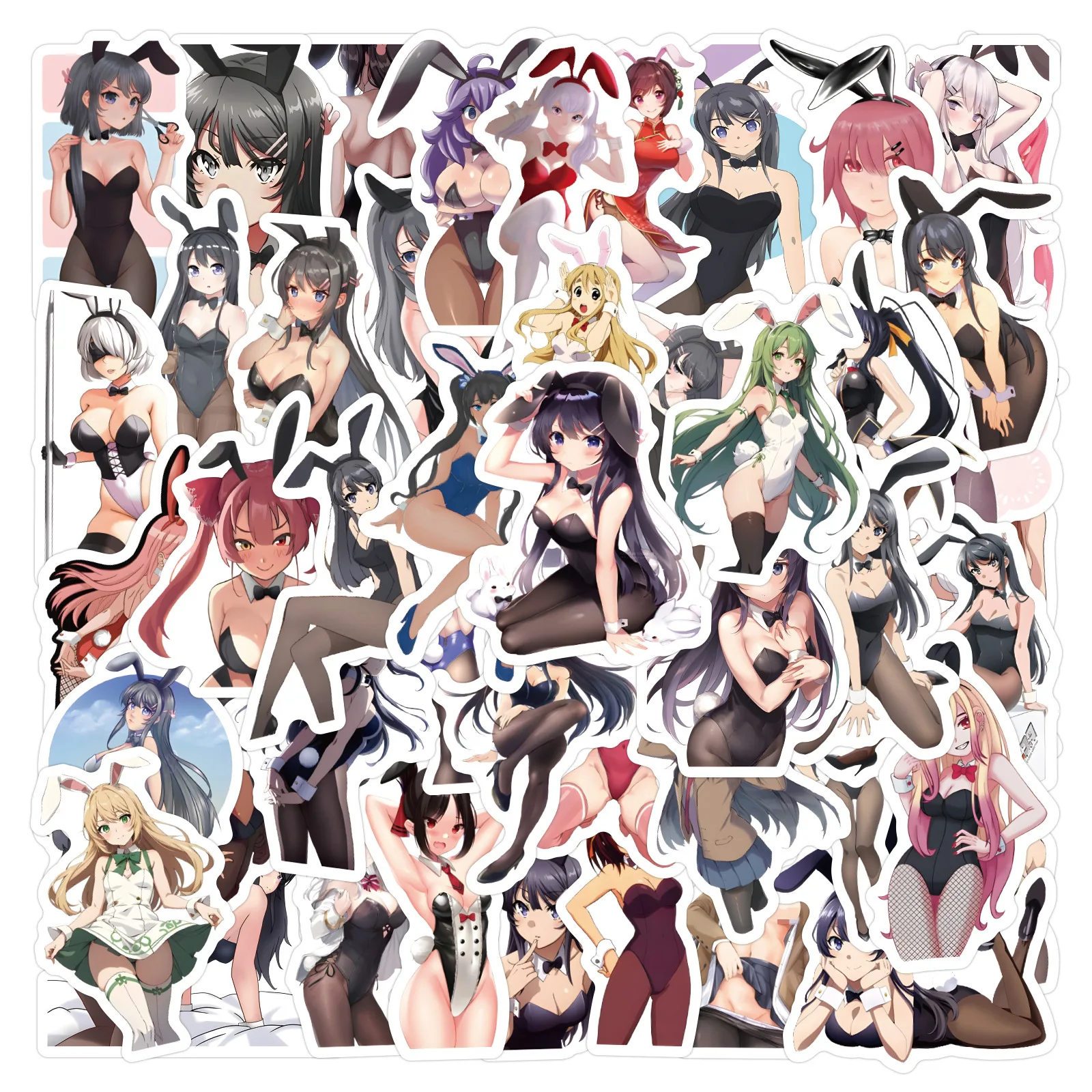 60PCS Anime Bunny Girl Creative Stickers Cartoon DIY Guitar Helmet Motorcycle Beauty Stickers Waterproof Graffiti Stickers
