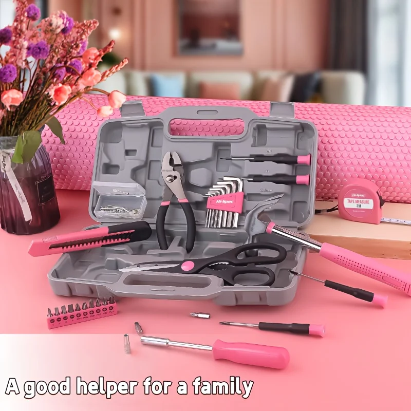 A 62pcs Multifunctional Toolbox, Suitable for Home Use, Portable, Fully Equipped with Tools Including a Hammer, Pliers