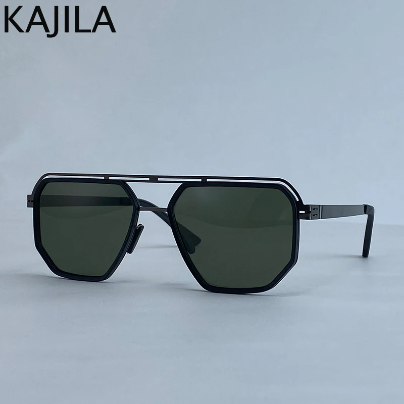 Übergroße quadratische Steampunk-Polarisierte Sonnenbrille für Herren – Luxusmarke 2026 mit Doppelsteg und Polygon-Design – Punk-Sonnenbrille für Männer – Detail 3