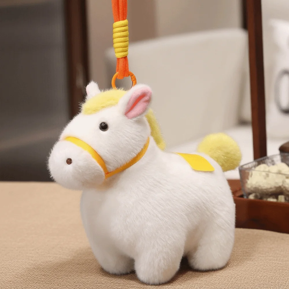 Schattige Cartoon Pony Hanger Dier Steed Chinees Nieuwjaar Cadeau Gevulde Mascotte Zodiac Pony Beeldje Auto Decoratie