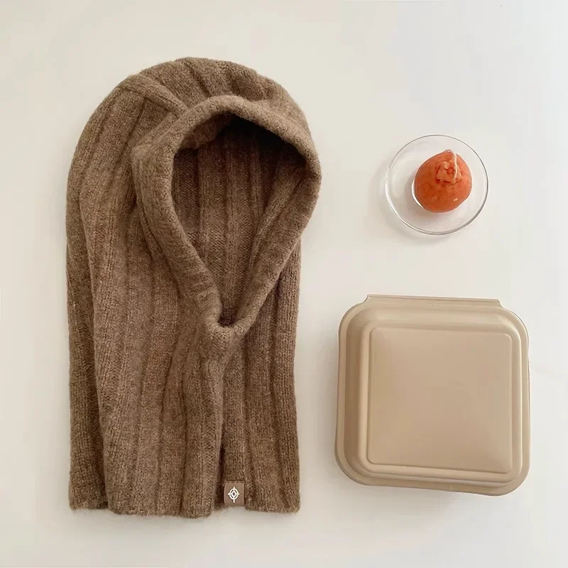 النسخة الكورية الاتجاه الصوف مزيج بالاكلافا المرأة قبعة الرقبة حماية البلوز وشاح الإناث محبوك بيني سيدة الشتاء الخريف #6