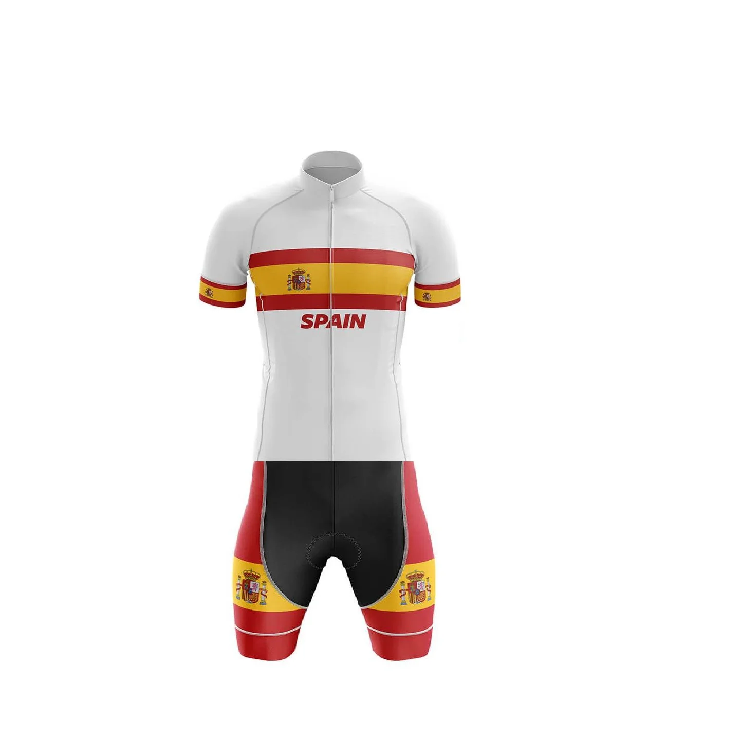 LASER CUT MEN'S CYCLING WEAR CYCLING JERSEY BODY SUIT SKINSUIT WITH POWER BAND SPAIN NATIONAL TEAM SIZE: XS-4XL