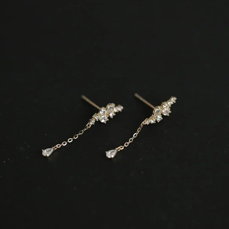 925 Silver Needle Water Drop Leaf Flower Butterfly Design Earrings for Women Girl Classic Sweet Zircon Earrings