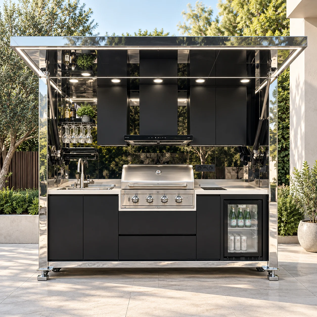 Multi Function Stand Alone Outdoor Kitchen Grill Space For Countryside Manor Outdoor Kitchen