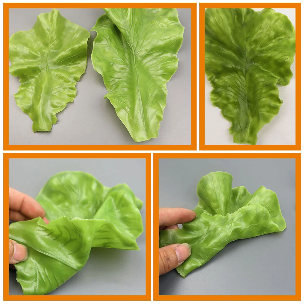 6 Pcs Simulated Vegetables Simulation Lettuce Leaf Models Lifelike Adornment Fake False Pu