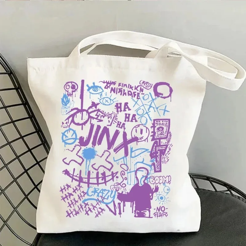 Bolso de hombro con estampado de Anime Arcane-Jinxbolso de compras reutilizable para mujer bolsos plegablesbolso de mano