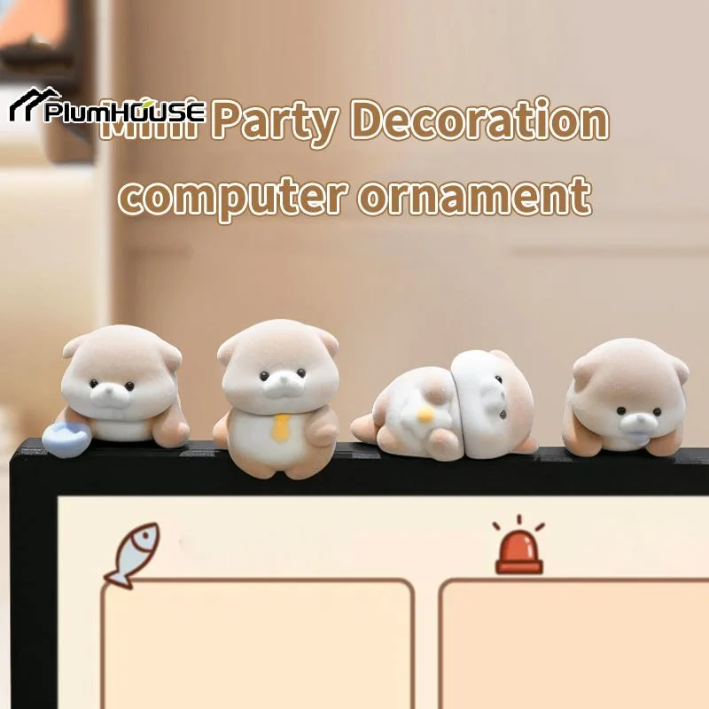 Miniature Otter Figurine Cute Office Desk Sculpture Decorative Figures PVC Ornament For Car Dashboard And TV Monitor Decor