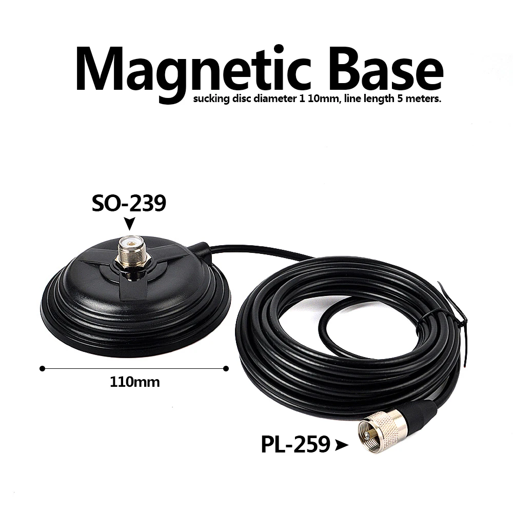 Antenna Magnet Mount Magnetic Base with Coax RG58 Cable PL259 Connector for Mobile Ham Radio Antenna