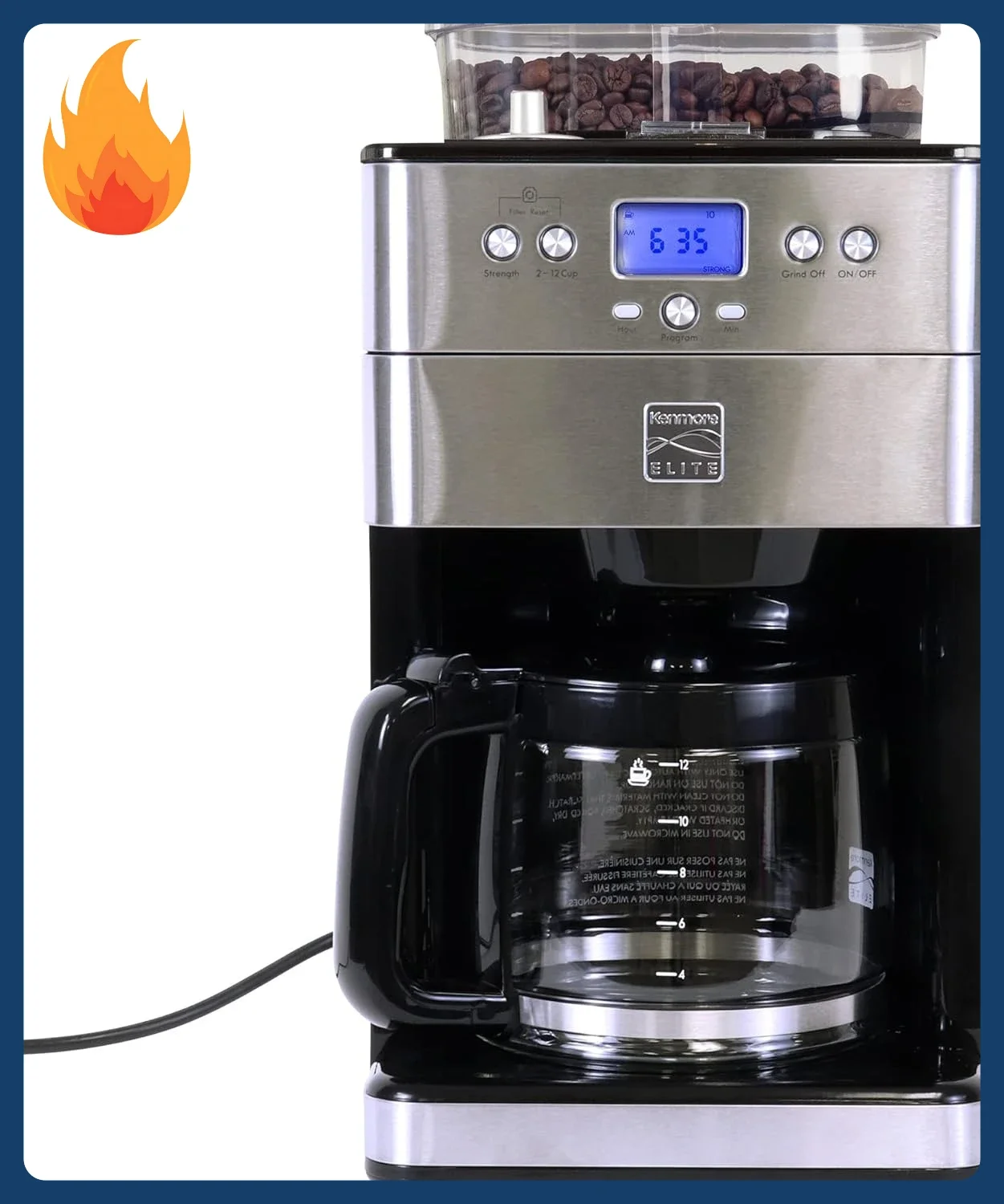 

Скидка! Кофемашина Kenmore Elite Grind And Brew - кофеварка с жерновами для помола кофейных зерен, с контейнером для молотого кофе и капельным дозатором, на 12 чашек, Pro