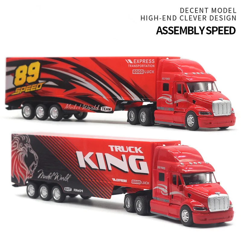 Modello di auto contenitore estraibile in lega 1: 48, giocattolo per auto di ingegneria, auto con suono e luce simulati, commercio all'ingrosso