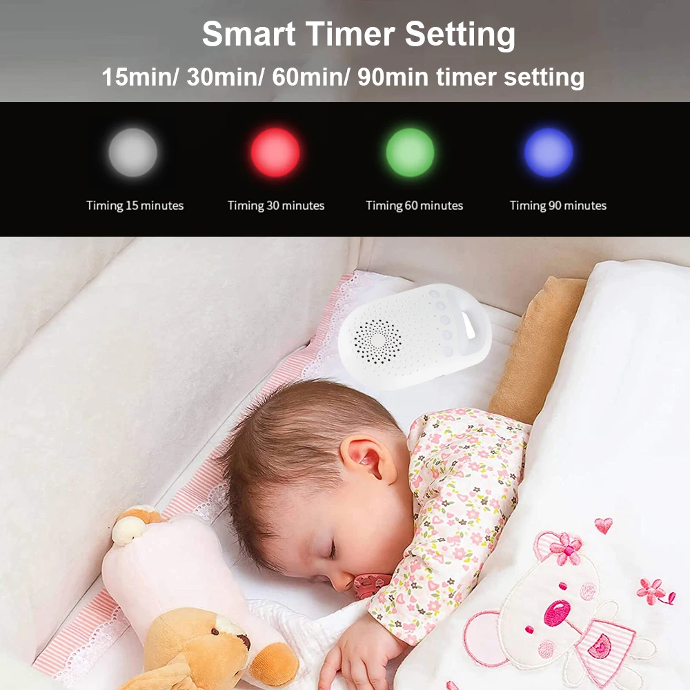 Portable Baby Sleep Machine White Noise Sound Machine for Baby Sleeping 26 Soothing Sounds Timer Built-in LED Night Light