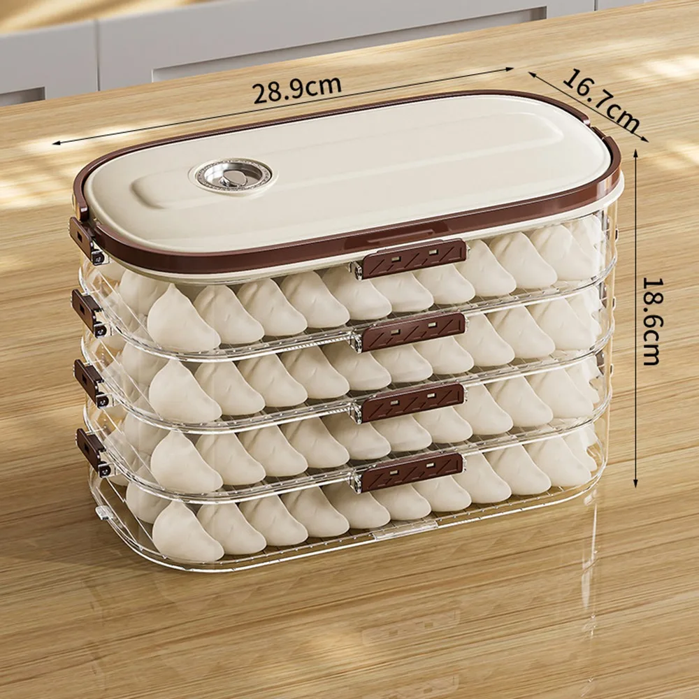 

Portable 1/2/3/4 Layers Dumpling Frozen Box Stackable Keep Fresh Food Storage Box Transparent Large Capacity Kitchen Organizer
