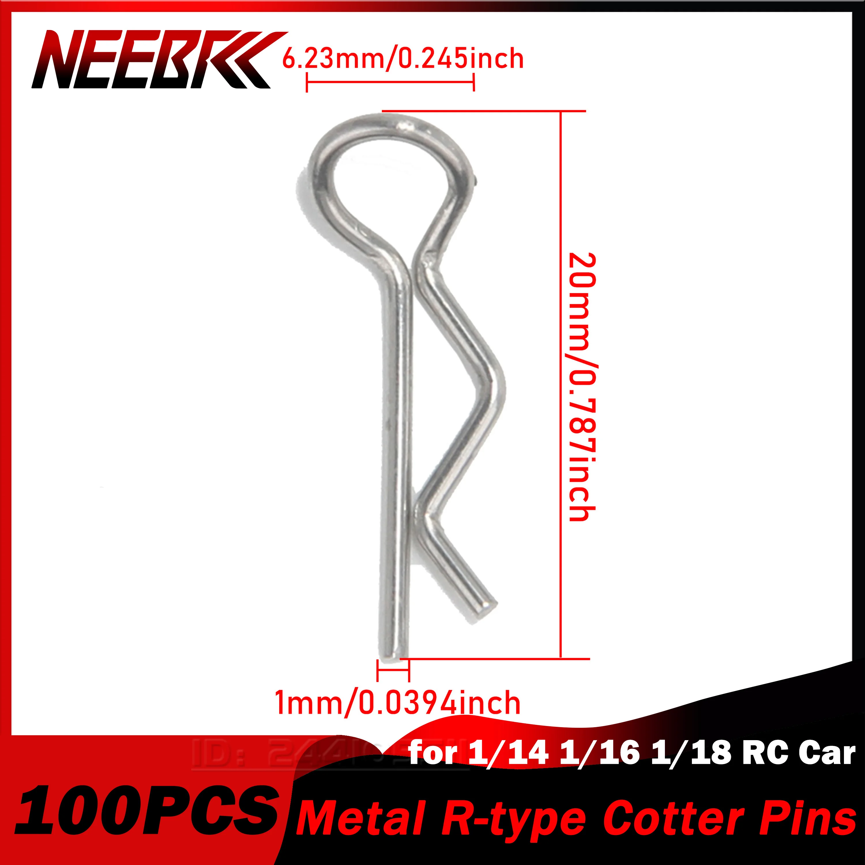 100PCS Metal R R-type Cotter Pins Buckles Wave Latch Bolt Clips RC Car Body Shell Model Accessories Truck Buggy Spare Part Toy