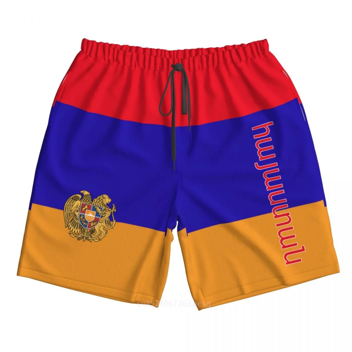 

2023 Summer Polyester Armenia Country Flag 3D Printed Men's Board Shorts Beach Pocket Running Summer Pants