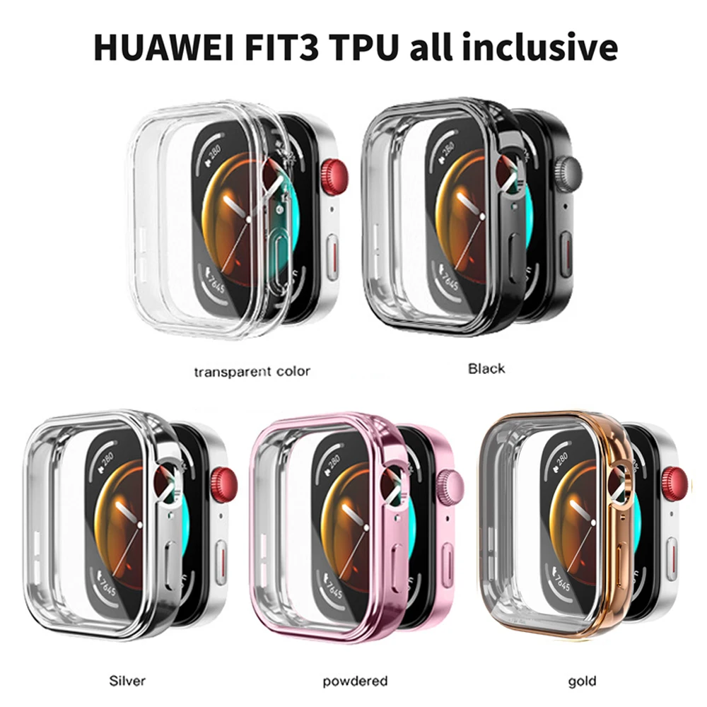 TPU Screen Protector Case For Huawei Watch Fit 3 Accessories Plated All-Around Screen Protective Watch Cases For Huawei Fit 3