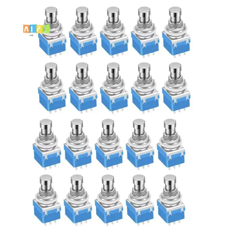 A12E-20PCS Momentary Guitar Effect Pedal 3PDT Footswitch 9 Pin Latching Stomp Push Button Foot Switch True Bypass Solder Lug