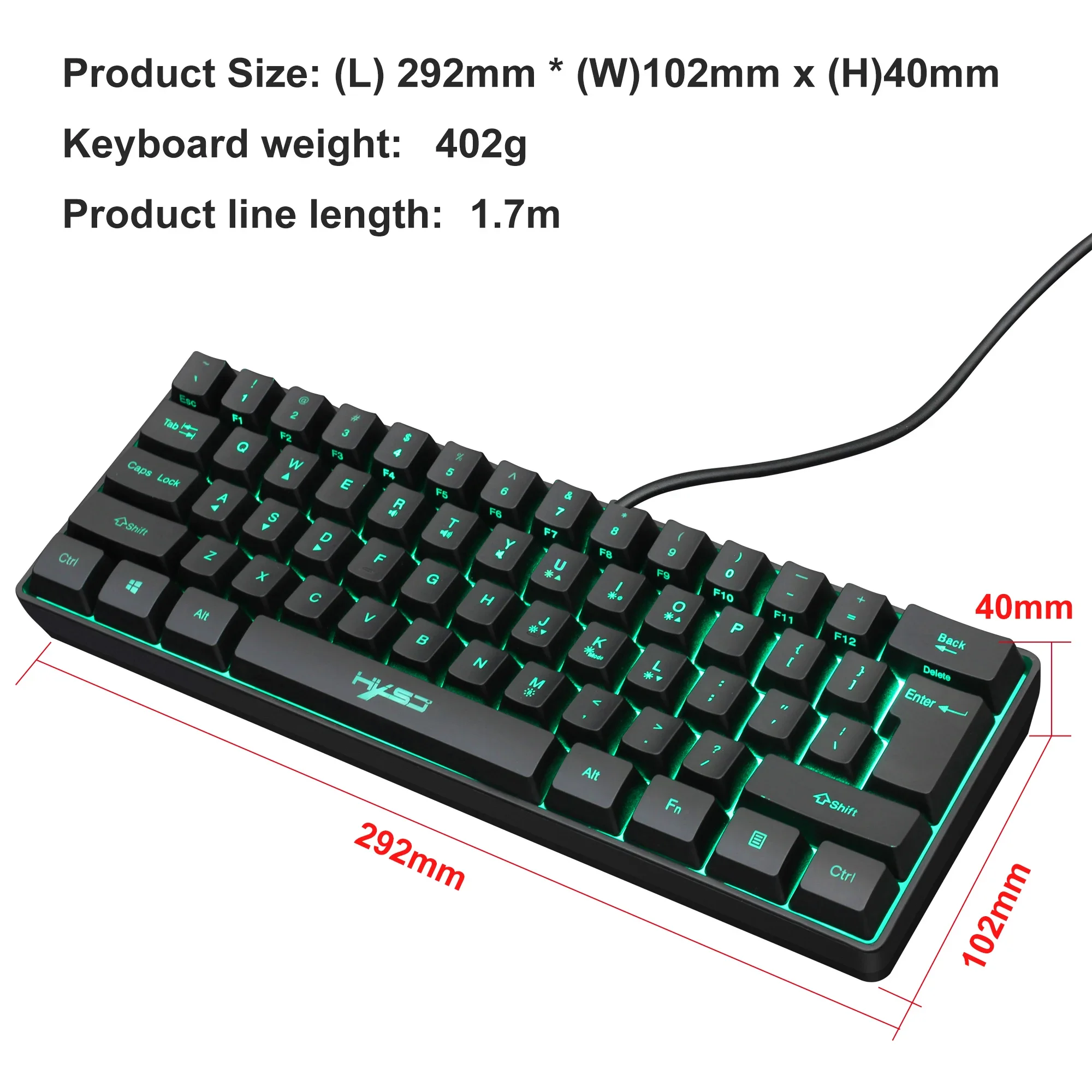 HXSJ V700 61 Keys Gaming RGB Keyboard for Gamers USB Backlight keyboard with Multiple Shortcut Key Combinations for PUBG Home