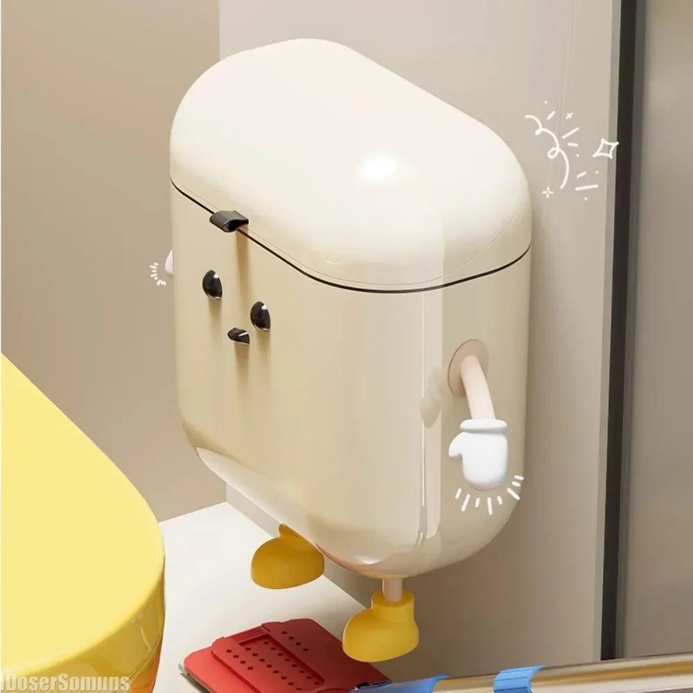 9L/12L DIY Wall-Mounted Kitchen Trash Can with Lid for Food Waste and Bathroom No Bending High Appearance Level Cream-Colored