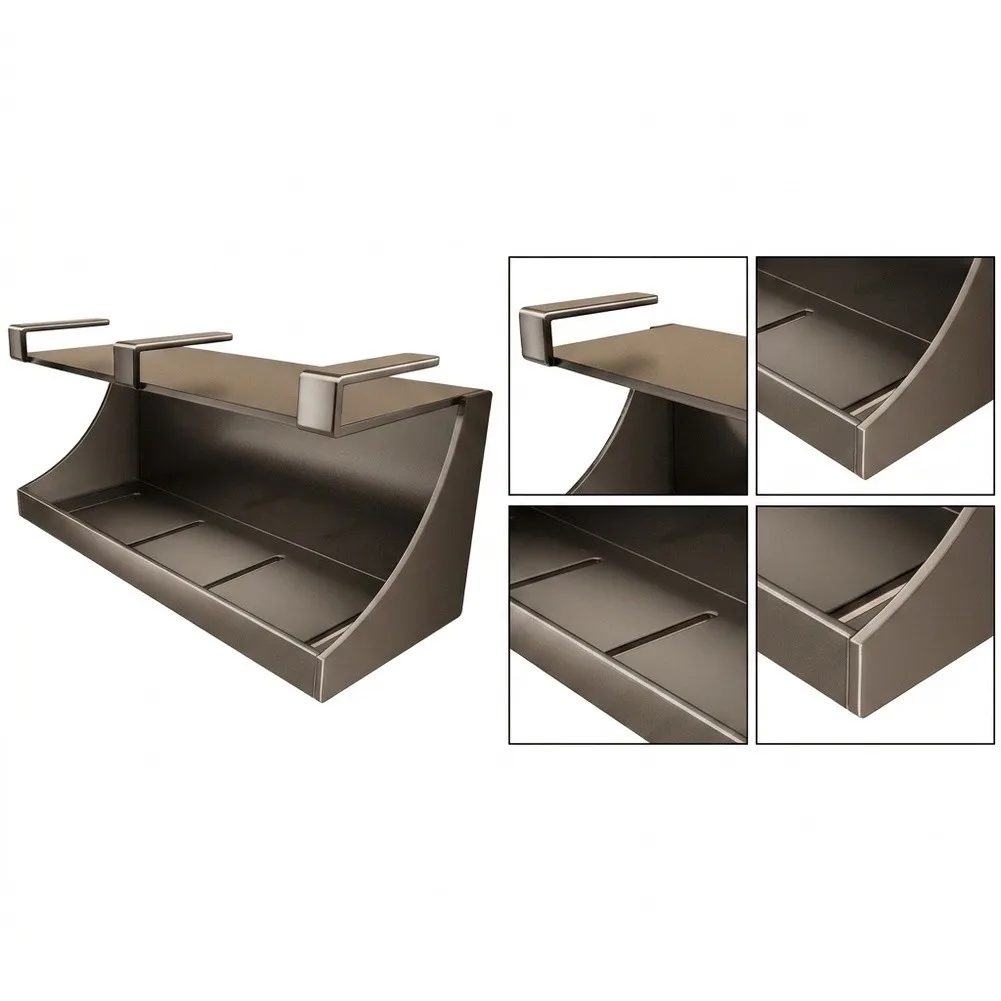 Attachable Gray Carbon Steel Shelf for Mirror Cabinet For Cosmetics Storage 30 10 11cm Bathroom Organization Solution