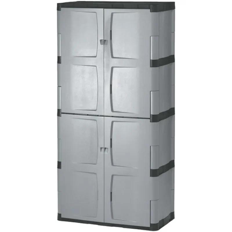 Rubbermaid Freestanding Storage Cabinet, Five Shelf with Double Doors, Lockable,  690-Pound Capacity, Gray, For Garage/Outdoor