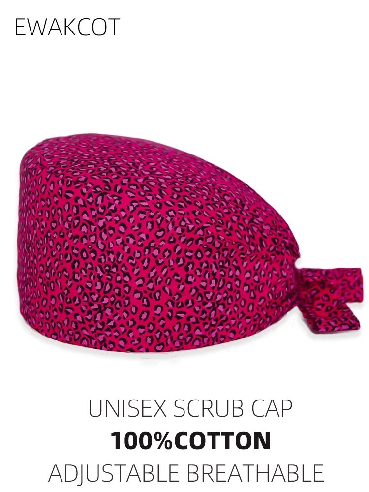 Casquette de Spa pour femmes, imprimé léopard Rose, chapeaux de travail pour salon de beauté, casquettes de gommage médical dentaire, casquette chirurgicale d'opération pour infirmière et médecin