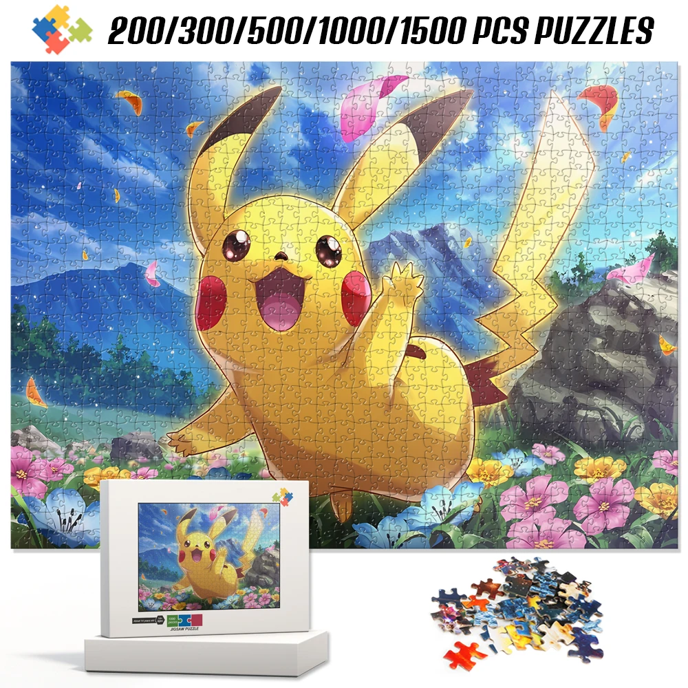 Cartoon Anime Digimon Jigsaw Puzzles In Multiple Sizes for Children/adults Cute Pikachu 200/300/500/1000/1500Pcs Jigsaw Puzzle