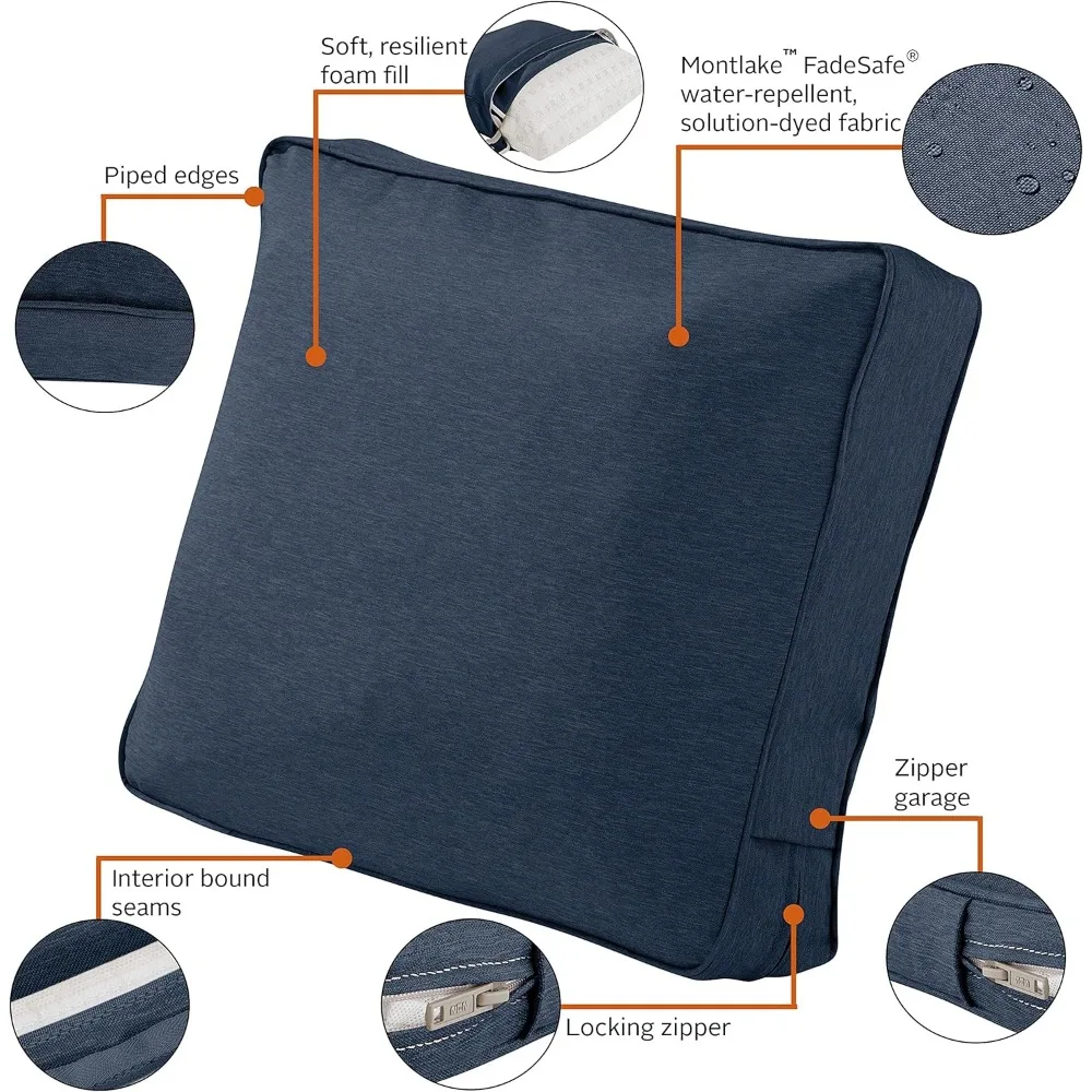 كرسي صالة الفناء الخارجي Montlake FadeSafe ووسادة LoveSeat، 25 × 22 × 4 بوصة، لون نيلي منقط، لأثاث الفناء