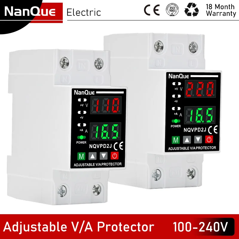 Adjustable Voltage Current Protector 110/120/127/220/240V 80-300V Universal AC DC Volt Meter With Short Protect Single Phase