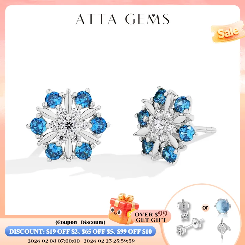 

ATTAGEMS серьги-гвоздики в форме снежинки с муассанитом и бриллиантами для женщин, лабораторный синий циркон, стерлинговое серебро S925, свадебные повседневные подарки, новинка