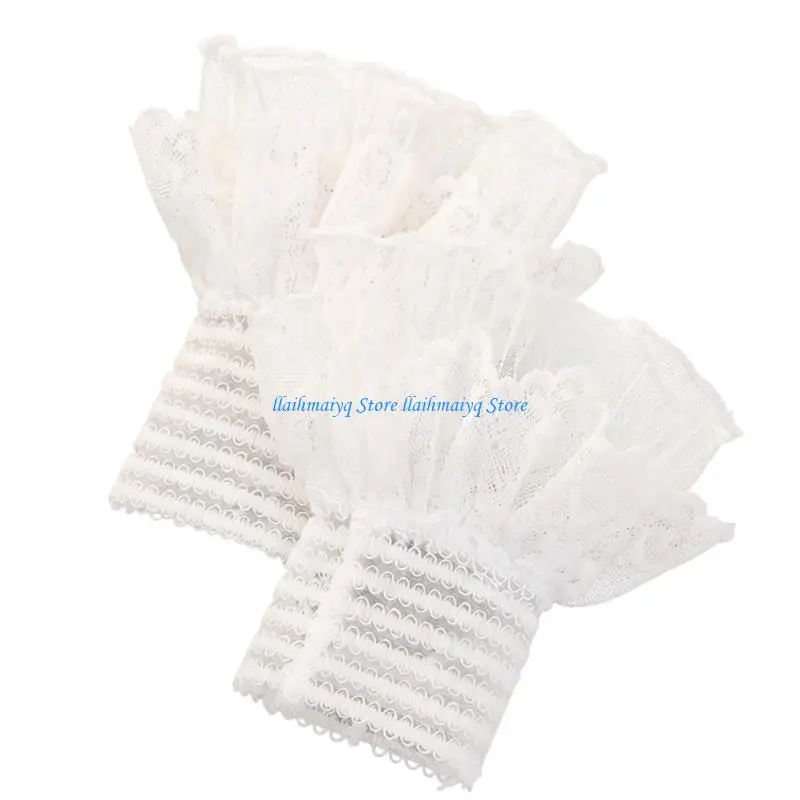573B Romance Ruffle Lace Arm Sleeves Sweater Extension Women Decorative Faux Sleeves