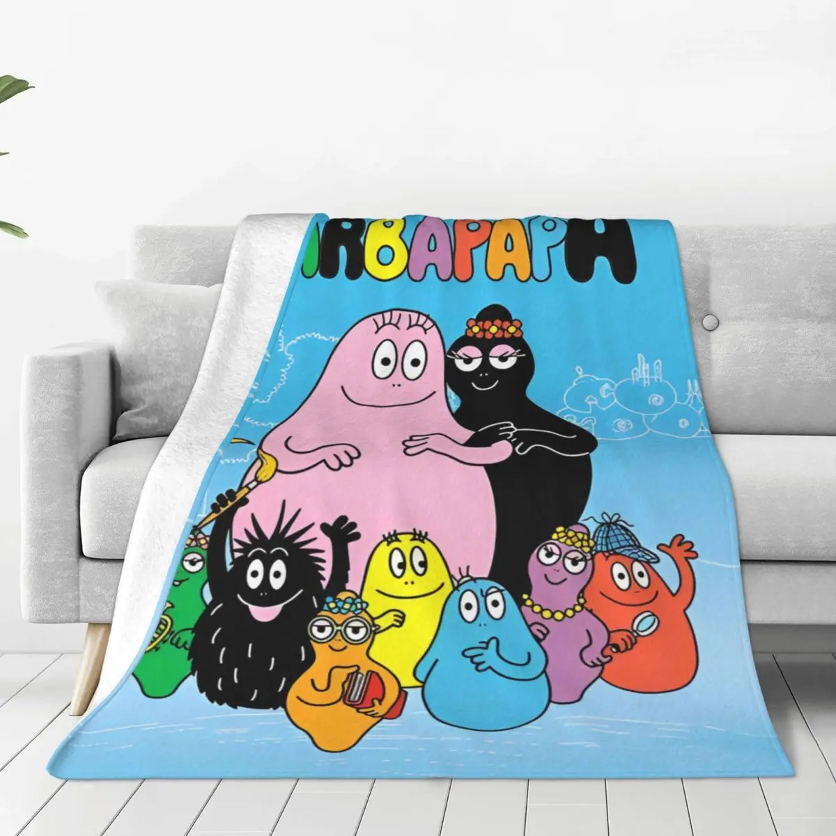 Barbapapa Family Coral Fleece Plush Throw Blankets Cartoon Blanket for Home Travel Super Warm Bedding Throws