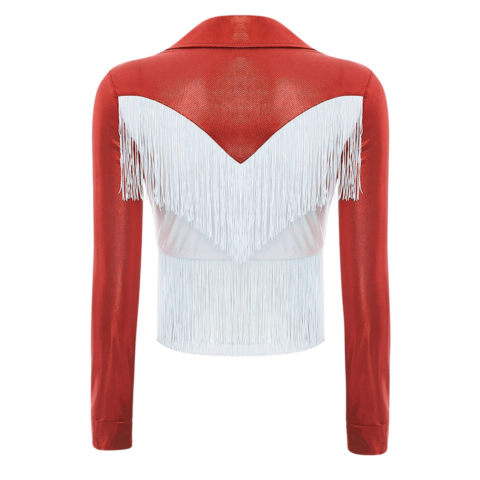 เสื้อครอปผูกด้านหน้าสไตล์วินเทจสำหรับผู้หญิง เสื้อเชิ้ตแต่งชายครุยสไตล์คาวเกิร์ลตะวันตก เหมาะสำหรับงานปาร์ตี้ดิสโก้ คลับ ฮิปปี้ เต้นรำ และการแสดง