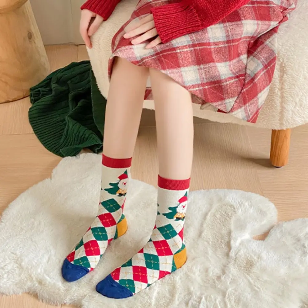 مضحك شجرة عيد الميلاد عيد الميلاد الجوارب القطنية سميكة عيد الميلاد سعيد الجوارب طاقم الجوارب الدافئة الإناث الجوارب السنة الجديدة