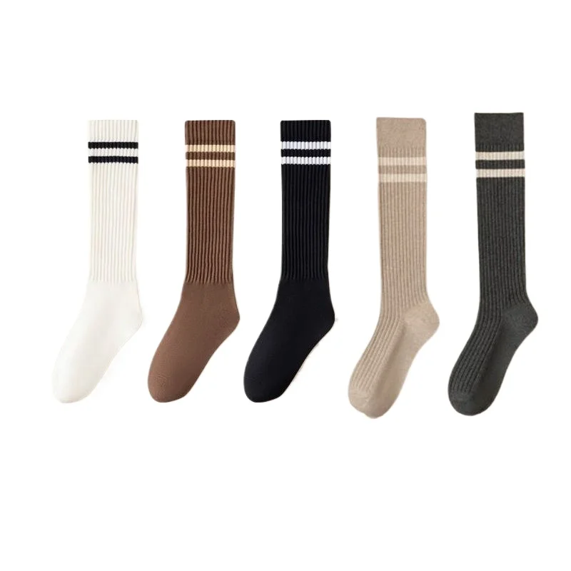 5 pairs Women's fashionable versatile calf socks new autumn winter stacked socks leisure comfortable women's long socks