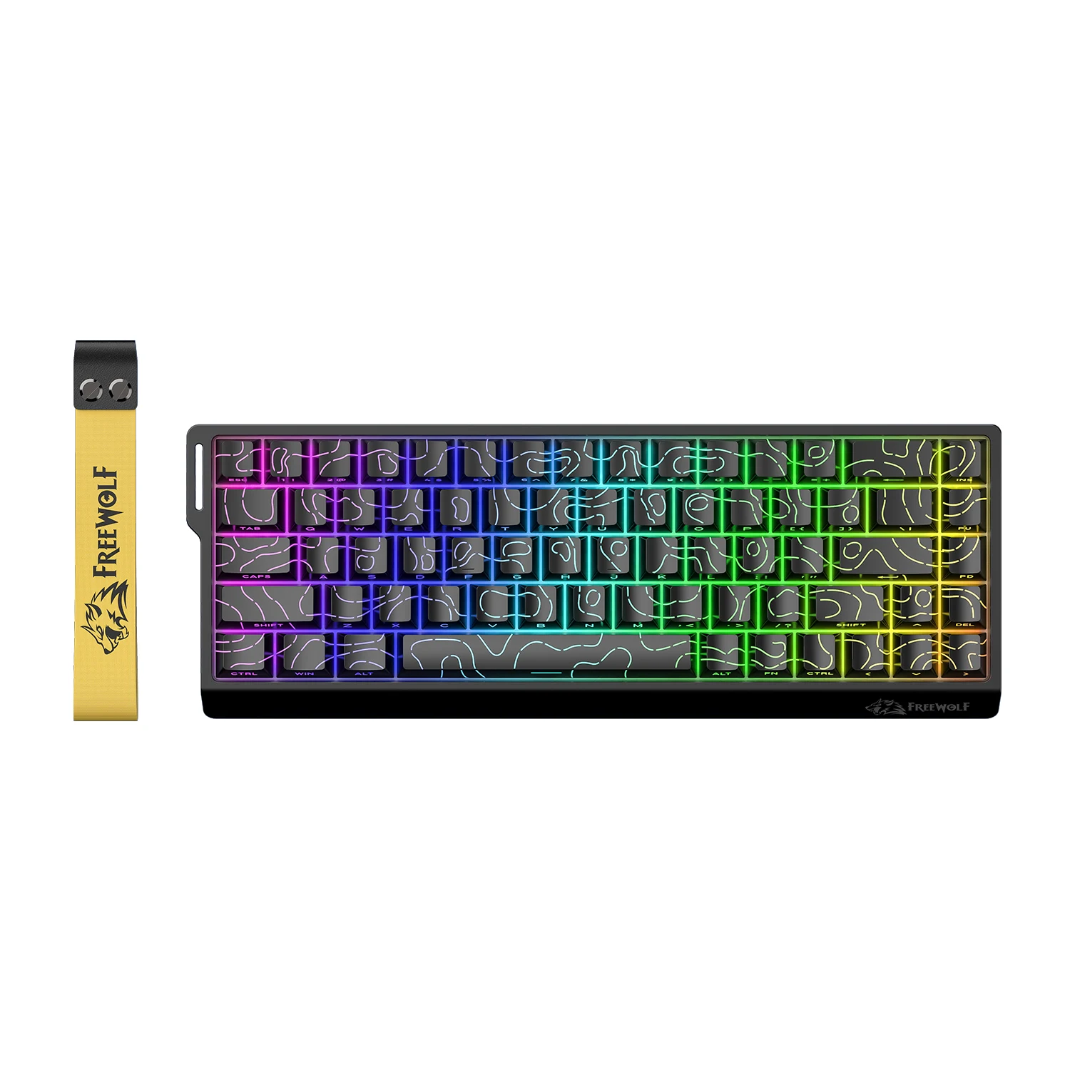 FREEWOLF S68 Wired Gaming Keyboard 68 Keys RGB Backlit Type-C Soft Keys Quiet Low-Pitch 19-Key Rollover Compact