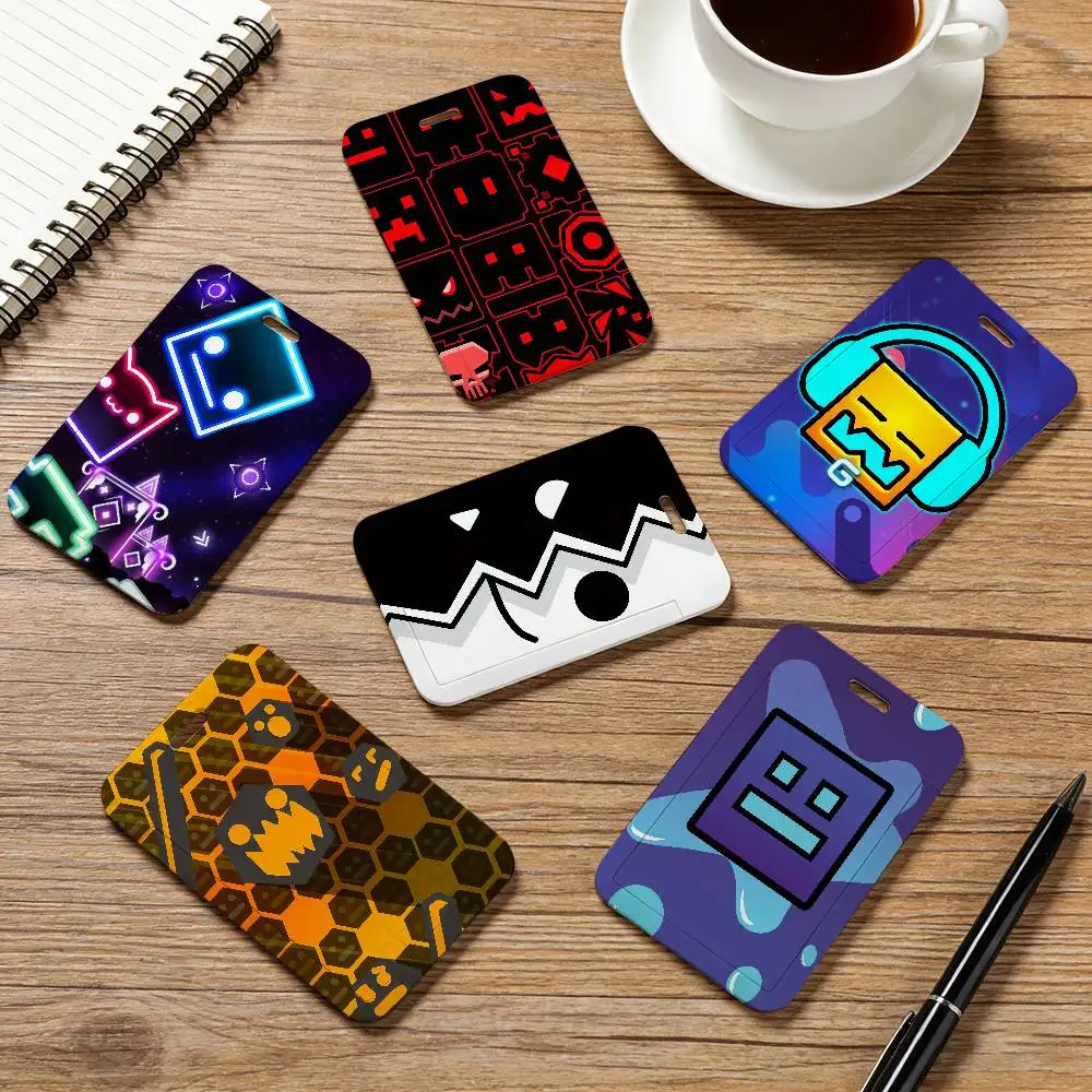 Game G-Geometry Dash - Porta Tarjetas de Crédito, Identificación, Credencial, Pase, con Correa para el Cuello