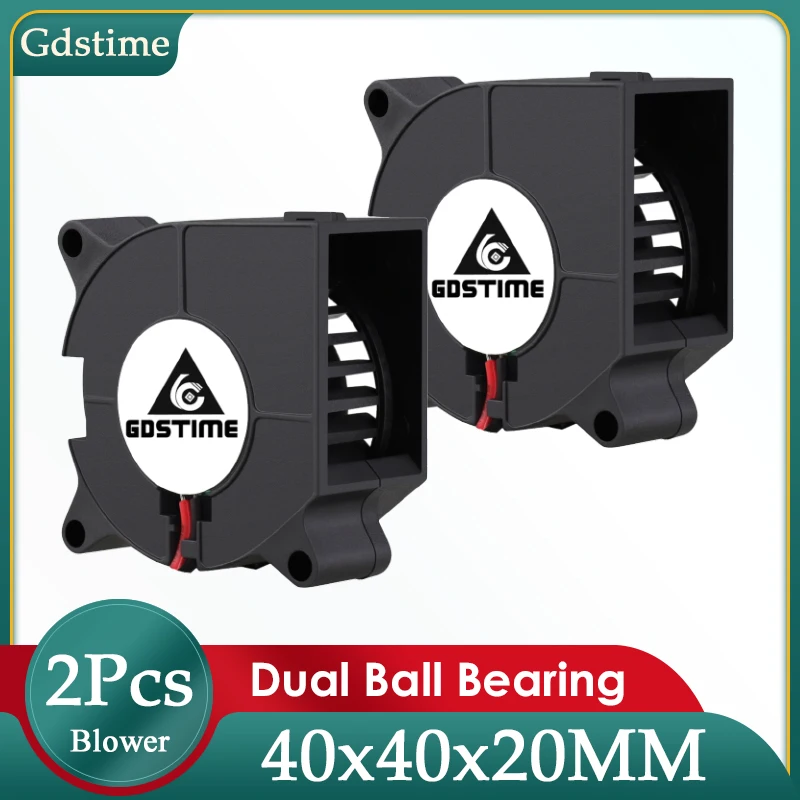 

2PCS Gdstime DC 5V 12V 24V 40x40x20mm Dual Ball Bearing Turbo Blower Cooler Fan 4020 3D Printer Exhaust Cooling Fan 4cm 40mm