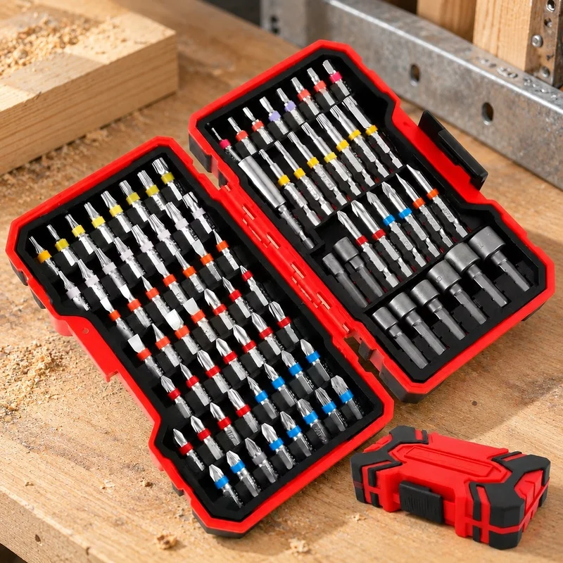 83-Piece Impact Driver Set with Magnetic Nut Setter, S2 Steel Bits for Drill, Includes Hex, Torx, Phillips, Square & Slotted